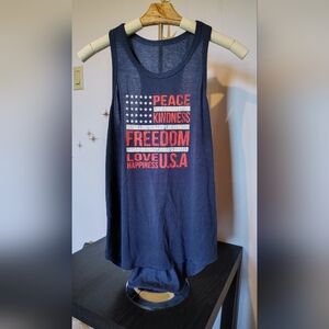 Modern Lux Navy Tank with Red Inspirational USA Graphic